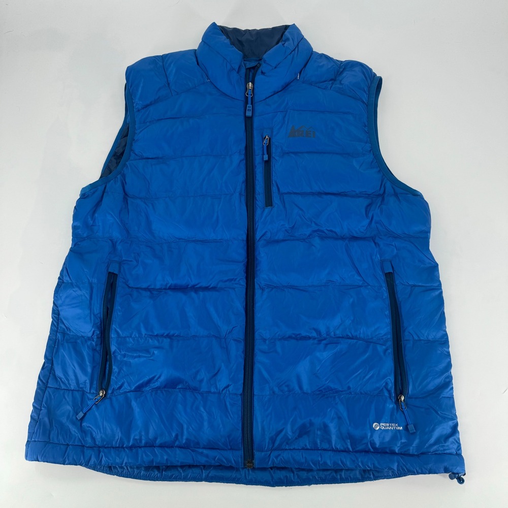 REI Co-op Magma 850 Down Vest Mens Large Blue Pertex Quantum Full Zip Puffer